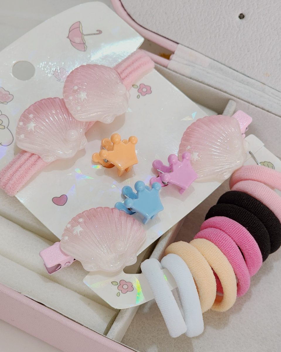 Set de Gomas y Hebillas Rosa Claro