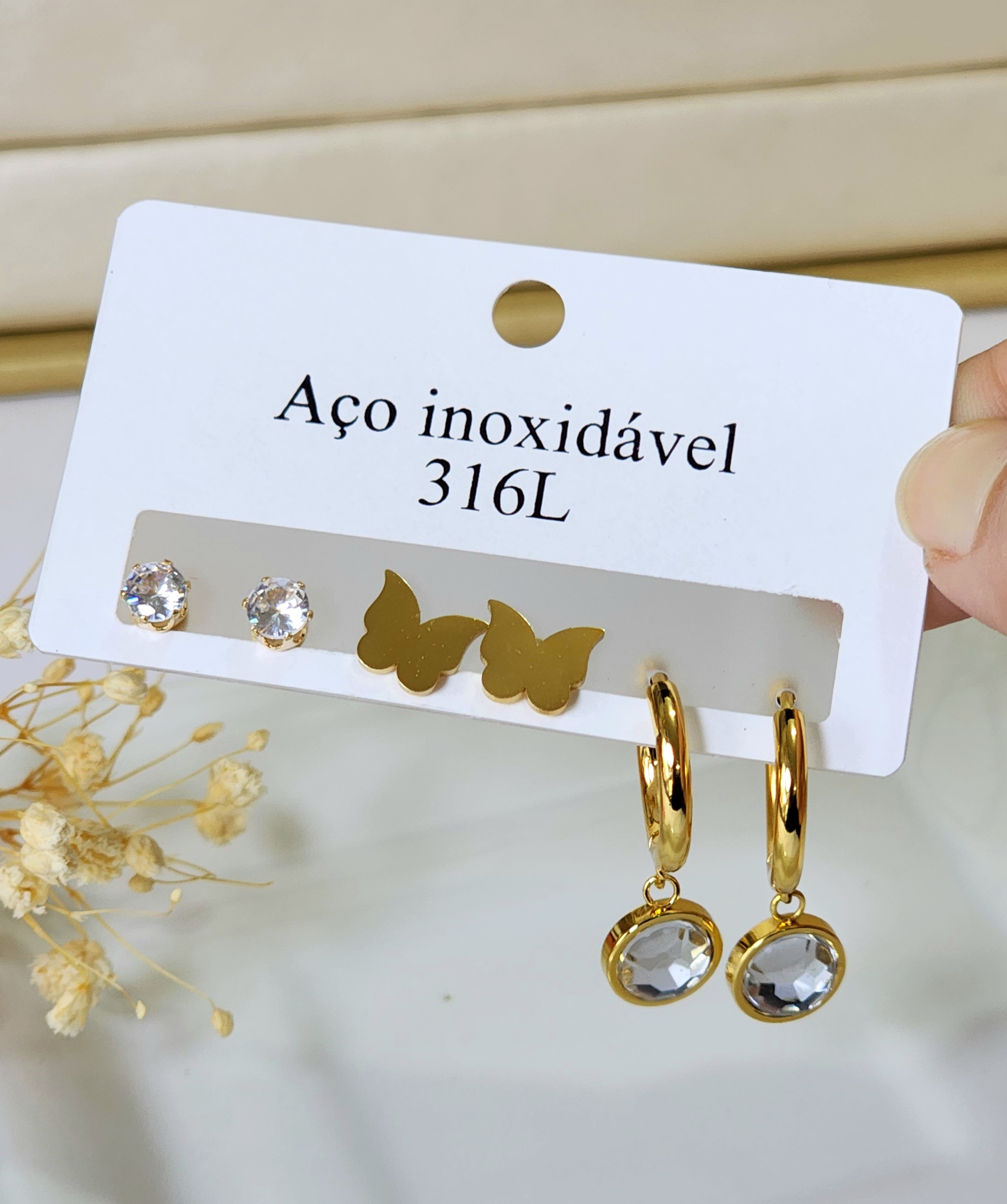 Set de Aros de Acero Inoxidable para Dama -5