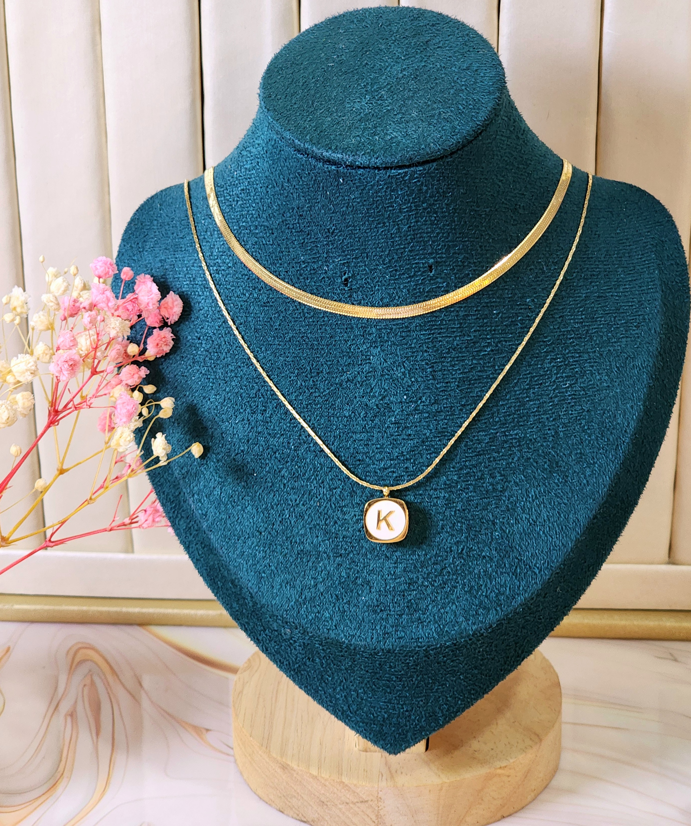 Collar de Acero Inoxidable para Dama Letra K