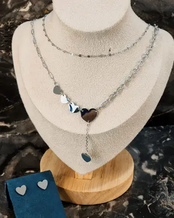Conjunto de Aro con Collar de Acero Inoxidable -3