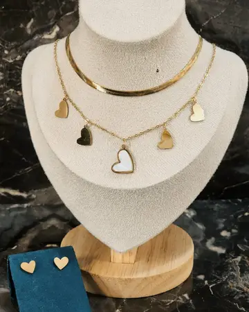 Conjunto Aro+Collar Corazón Dorado