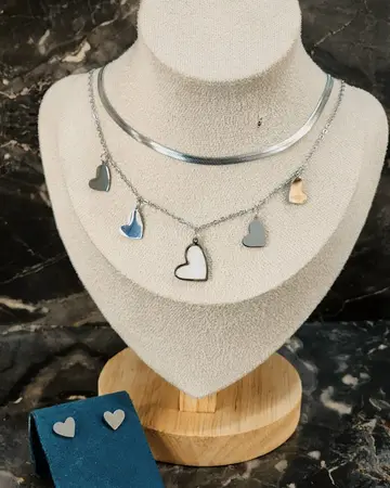 Conjunto Aro+Collar Corazón Plateada