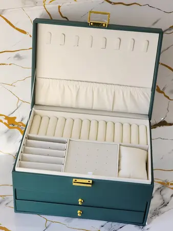 Porta Joyero G 3 Pisos Verde Oscuro